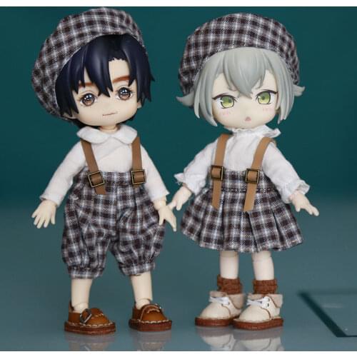 Bjd doll ob11 doll clothes retro plaid 1/12 bjd molly baby clothes shirt hat skirt pants PICCODO GSC body doll accessories