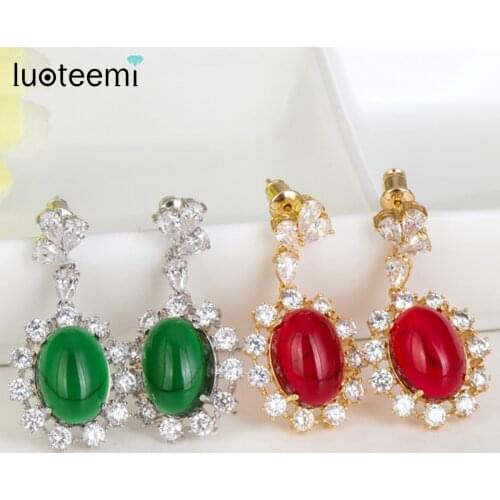 Серьги с камнями LUOTEEMI China At AliExpress