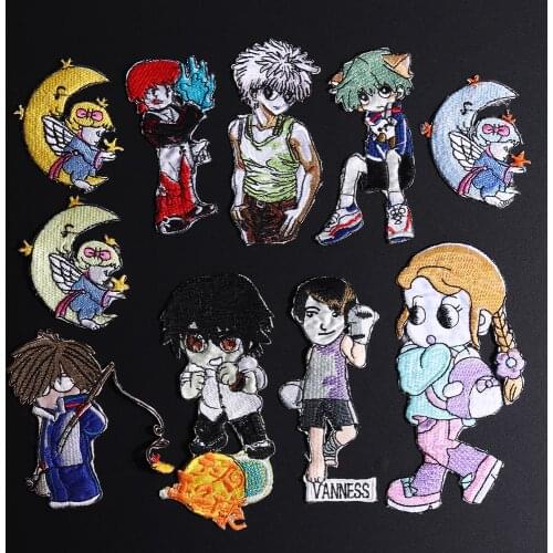 Cartoon Japan Anime Embroidered Patches Kawaii Boy Girl Appliques Iron On Funny Moon Story Striped Clothes Apparel Decor