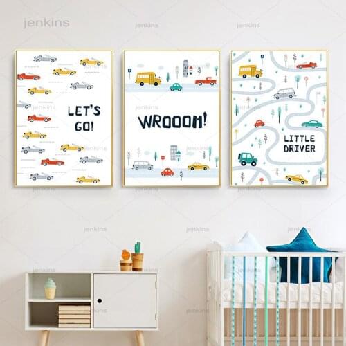 Cartoon Toy Car Poster Boy Car Print Nursery Nordic Wall Art Pictures Baby Kids Room Decoration Driver Club Canvas Painting