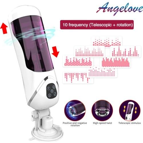Telescopic Rotation Male Masturbator Cup Full Automatic Piston Adult Sex Toys Real Vagina Sucking Vibrator Handsfree Sex Machine