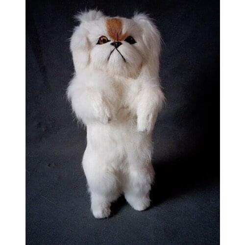 New simulation standing dog toy resin&fur peking dog model gift about 25x8cm 1002