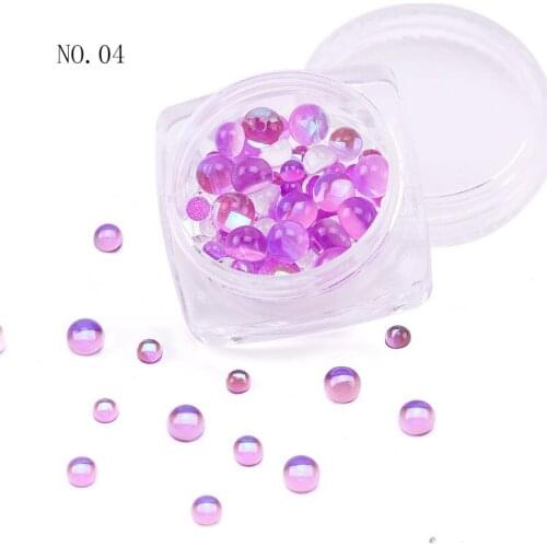 New 3D Candy Color Nail Art Jewelry Mermaid Illusion Round Glass Crystal Beads Mixed Nail Art Nail Decoration Diamond