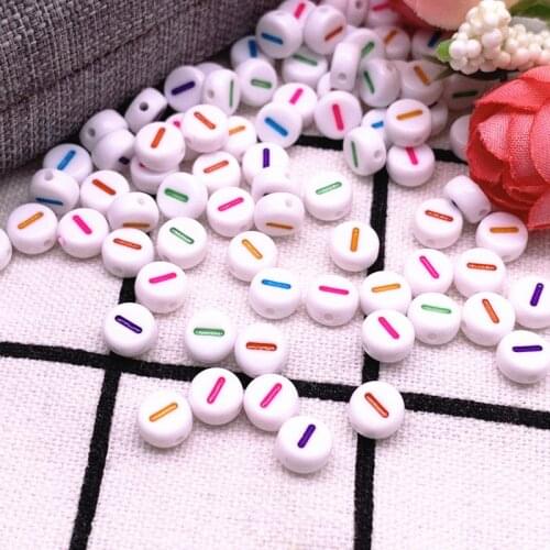 NEW 100pcs/lot 7x4mm Colourful Round Alphabet Letter Acrylic Loose Spacer Beads for Jewelry Making DIY Bracelet Accessories-I