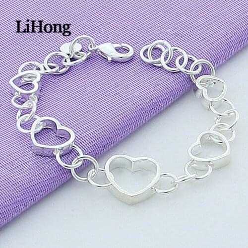 New 925 Sterling Silver Bracelet Fashion Heart Shaped Bracelet Charm Jewelry Mens Bracelet Wedding Wedding Jewelry Gift