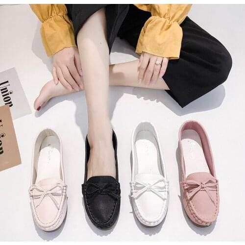 New Fashion Round Toe Lady Flat Shoes Zapatillas Mujer Lightweight Casual Comfortable Pure Color Slip-On 2020 Spring W28-23