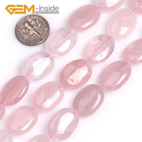 Oval Shape Rose Quart z Beads Natural Stone Beads Loose Bead For Jewelry Making Beads Strand 15" (38 cm) DIY