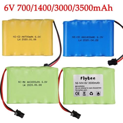 6V 700mah/1400mah/3000mah/3500mah NICD Rechargeable Battery Pack For Remote Control Toys Electric Car SM Plug 6.0V NIMH Battery