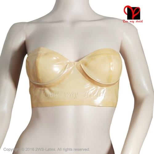 Sexy Flesh Latex Bra Top Underwire Cup Rubber Gummi Lingerie Strapless Bralette Skin Brassiere Plus Size Bustier Xxxl Ny-010
