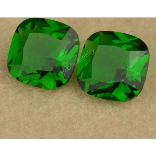 Sale 4x4~12x12mm 5A Yellow Green Color Square Cushion Shape Princess Cut Stone Loose Synthetic Glass Beads Lab Made Gems For DIY