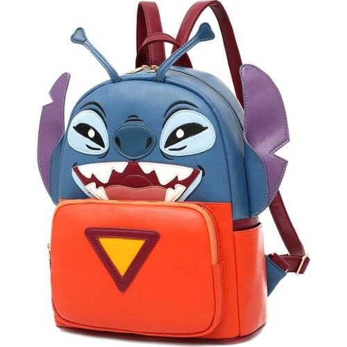 PU Backpack Women Disney Stitch Backpack Travel Female High Quality Bookbag School Bags for Teenage Girls Mochila Feminina