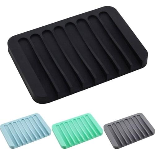 Bathroom Silicone Shower Soap Holder Dish Storage Tray Drain Slot Box Soapbox Soap Dish Rack Tray Organizer