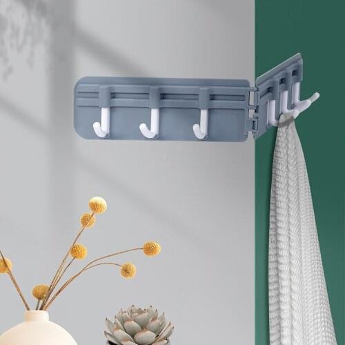 Foldable Wall Mounted Hooks Bathroom Kitchen Punch Free Holder Rack Creative Corner Plastic Hanger Storage Organizer