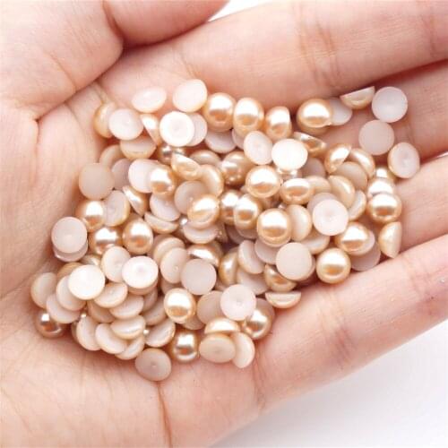 2-12mm Light Coffee Flat Bottom Semicircular Resin Diy Loose Beads For Decorative Accessories For Manicure Mobile Phone Case