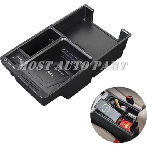 ABS Plastic Interior Center Console Storage Box Wireless Car Charger Trim For Audi A4 S4 2016-2021 1pcs