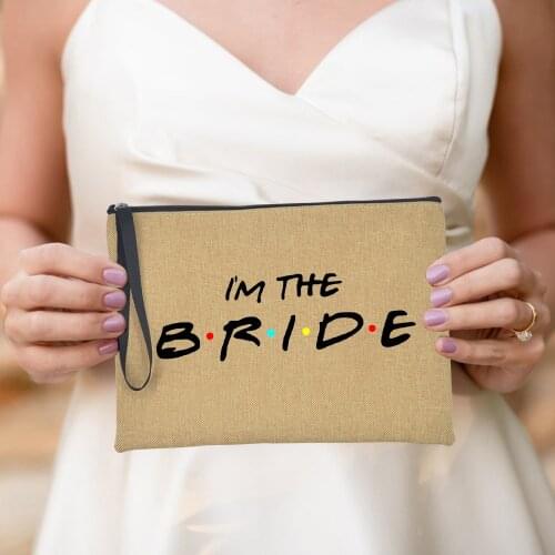 Team Bride Womens Makeup Cosmetic Bags Zipper Lipstick Pouch Organizer for Cosmetics Jewelry Lady Purse Wedding Bridesmaid Gift