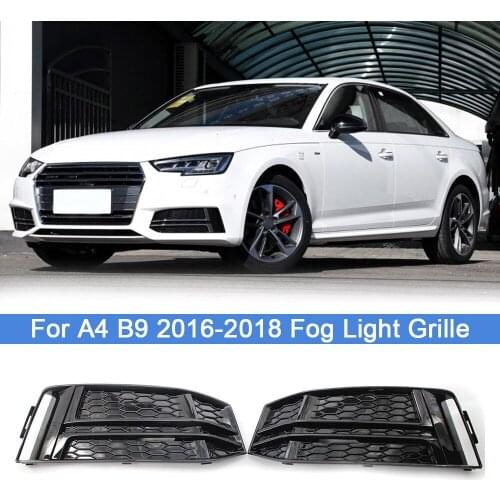 1 Pair Car Front Bumper Fog Light Lamp Cover Grilles Trim Accessories For Audi A4 B9 S-LINE 2016 2017 2018 8W0807681F 8W0807682F