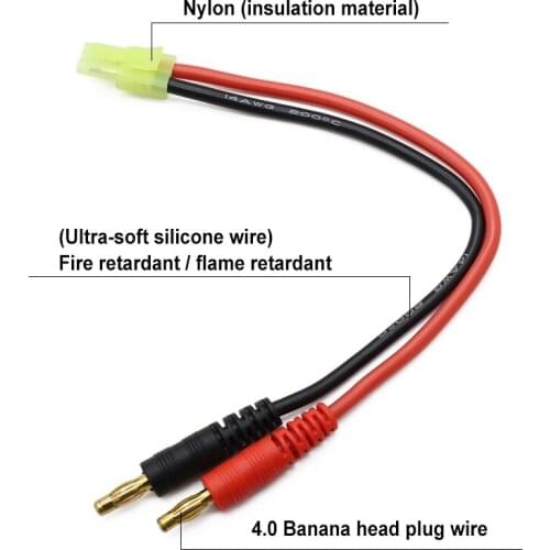 100pcs/Lot Mini Tamiya Plug to 4.0 Banana Plug Charger Cable with 14AWG High Temperature Silicone Wire 150MM Lenght