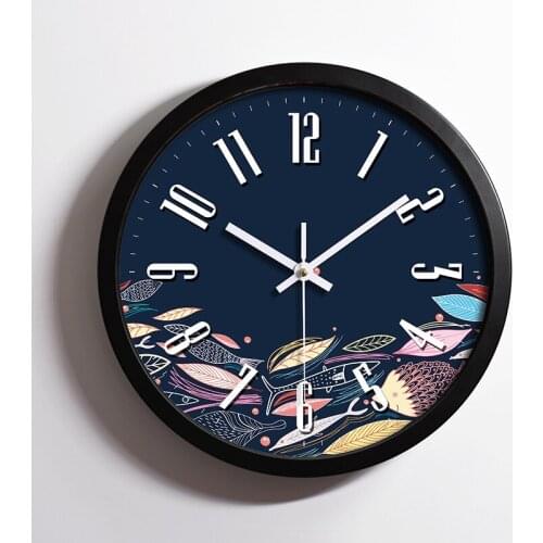 12inch Metal Hanging Wall Clock Silent Circular Brief Quartz Living Room Stainless Steel Clock Digital Number Home Decor