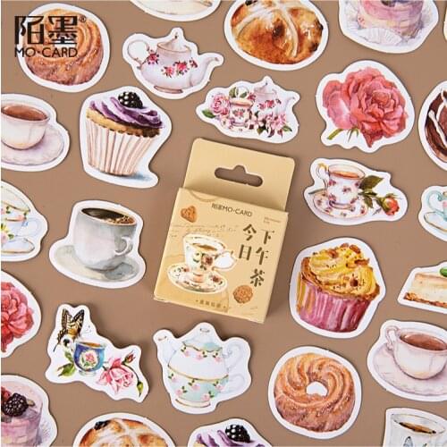 45pcs/box Today afternoon tea Decorative Stationery Stickers set Cake coffee Scrapbooking DIY Diary Album Stick Lable