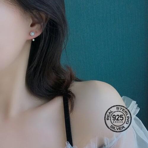 925 Sterling Silver Earrings For Women Set Pearl Rhinestone Zircon Simple Retro Design Fashion Girlfriends Luxury Jewelry INEFFA