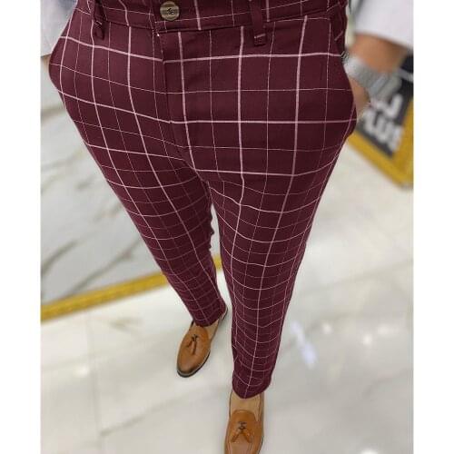 Acmerate Men's Checked Trousers