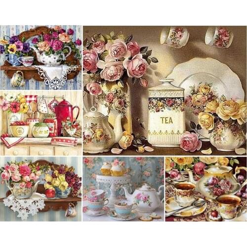 DIY 5D Diamond Painting Flower Fruit Cross Stitch Kit Full Drill Embroidery Mosaic Art Picture of Rhinestones Kitchen Decor