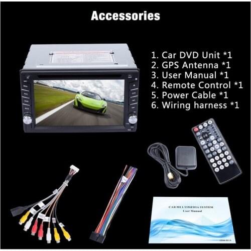 6.2" 2Din Car DVD Player With Map Radio Stereo GPS Navigation AM FM RDS BT Call EQ AUX IN Rear View Camera Clearance Accessories