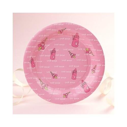 Free shipping 50pcs/lot Cartoon feeding-bottle pattern Childrens birthday party disposable cake paper plate