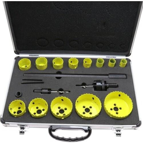 16pc/Set Bimetal Metal Hole Opener Concrete Hollow Core Drill Bit Cement Stone Wall Air Conditioner Installation Electric Tool