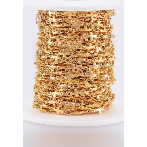 10m/roll 5mm Handmade Plating 304 Stainless Steel Bar Link Chains Soldered Cross Necklace Chain for Jewelry Making Materials