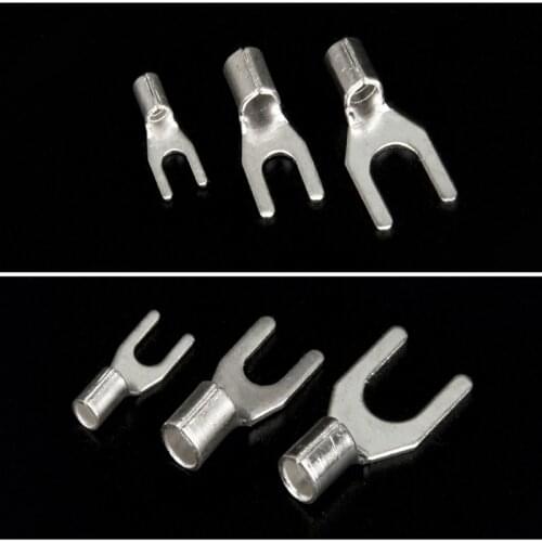 Cold pressed terminal U type Y fork bare end copper wire nose silver plated wiring lug UT1.5-2.5