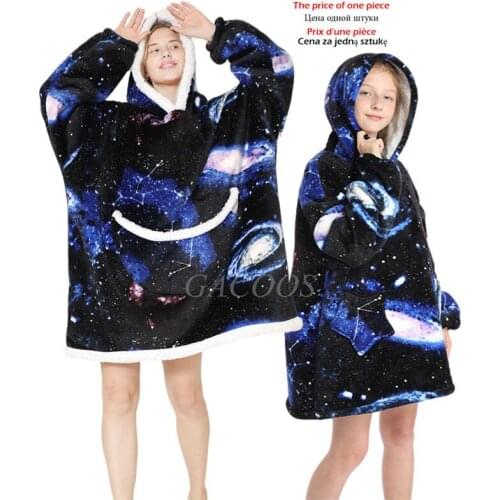 Fleece Homewear for Mother Daughter Matching Clothes Hoodies Teens Girls Oversized Sweratshirt Winter New Childrens Sleepwear