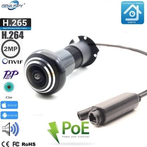 Geniuspy HD 1080P Fisheye Peephole POE IP Camera Mini Door Eye Hole Camera Onvif P2P Network Surveillance Camera Security XMEYE