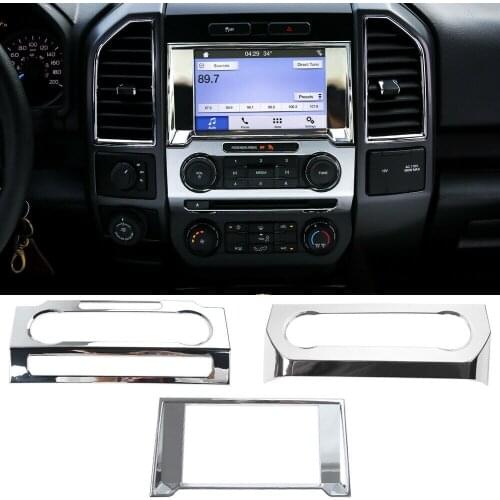 Chrome Interior Central Dashboard Cover Trim For Ford F-150 F150 2015 2016 2017