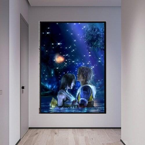 Final Fantasy X Tidus and Yuna Art Canvas Paintings for Living Room Prints Posters Wall Art Home Decoration Frame