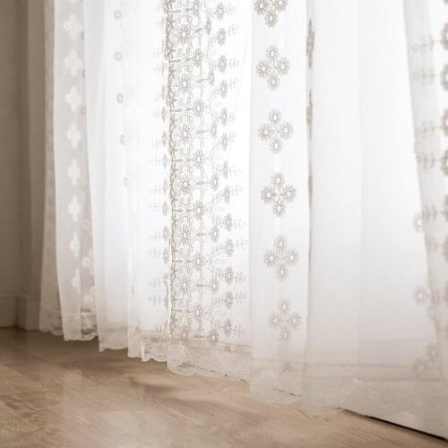 Ins Curtains for Living Dining Room Bedroom Finished Embroidered Lace Yarn Room Balcony Bay Window Short Curtain Nordic Curtains