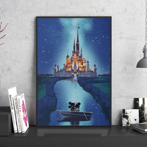 Disney Cartoon Castle Artwork Canvas Poster Castle Painting Disney Castle Print Wall Art Disney Castle Wall Gift for Home Decor