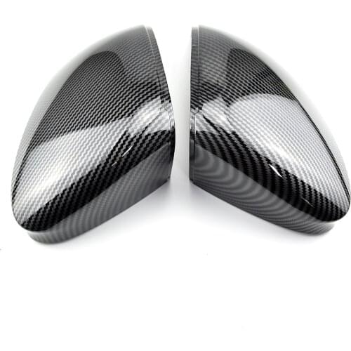 For Volkswagen Golf MK8 VIII 8 Side Mirror Covers Caps (Carbon Look) 2020 2021 2022 for VW Glossy black wing rearview