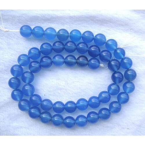 Natural Blue Agate Round 8mm Loose Beads For Jewelry Making DIY Bracelet Necklace Earrings