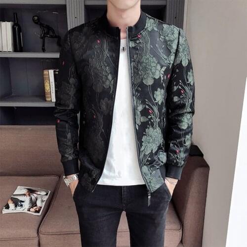 2020 Spring Bomber Jacket Men Slim Fit Jacquard Jackets Coat Masculina Black Green Mens Casual Baseball Uniform Pilot Jacket