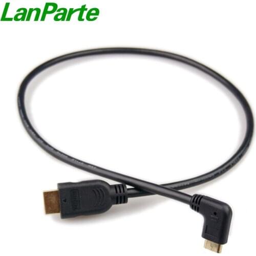 Lanparte 65mm Mini to HDMI-Compatible Cable with 90 Degree Connector For DSLR Camera and Monitor