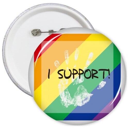 LGBT Rainbow Flag I Support Round Pins Badge Button Clothing Decoration Gift 5pcs