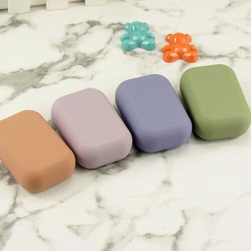 Matte Mini Square Contact Lens Case with Mirror Women Contact Lenses Box Eyes Contact Lens Container Frosted Contact Lens Case