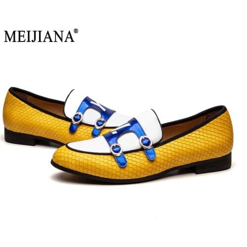 MEIJIANA Handmade Comfortable Leather 2019 New Listing Wedding Shoes Men Fashion Casual Shoes Mens Loafers Yellow Men Shoes