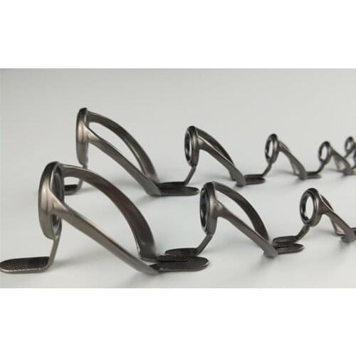 HBSG Guide Set HB Heavy Duty Saltwater Casting & Boat Guides with SIC ring , one set (5pcs) Matte gun smoke/silver/bla color