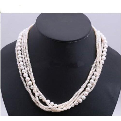 New Arrival Favoite Pearl Necklace AA Multi Strand Genuine Freshwater Pearl White Fine Jewelry Wedding Birthday Party Lady Gift