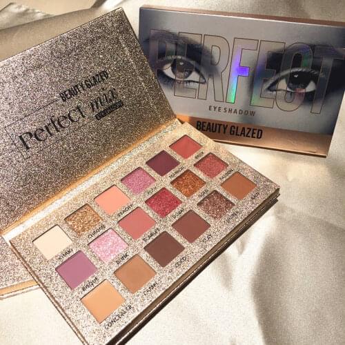 Beauty Glazed 18 Color Matte Glitter Eyeshadow Palette Waterproof Glitter Pigment Smoky Eyeshadow Pallete Cosmetics TSLM1
