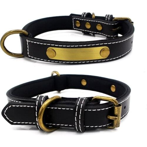 Personalized Adjustable Genuine Leather Cat Collar Neck Buckle Strap Belt Small Medium Large Kitten Labrador Necklace