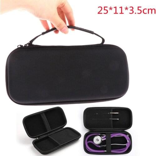 Portable Black Stethoscope Case Storage Box EVA Hard Shell Carrying Travel Protective Bag Medical Organizer Phonendoscope Case